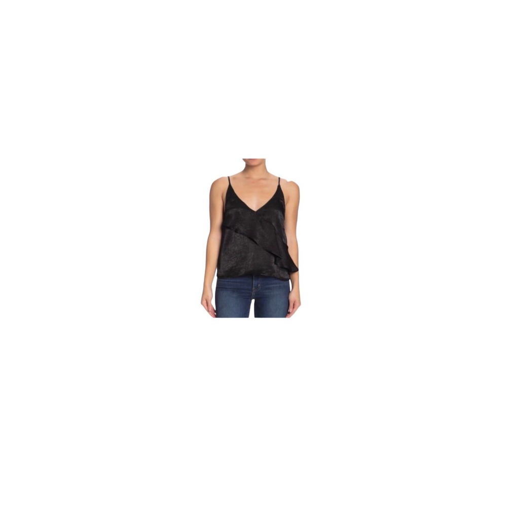 Abound Womens Top Black Ruffle Front Cami V-Neck Spaghetti‎ Straps Size Medium